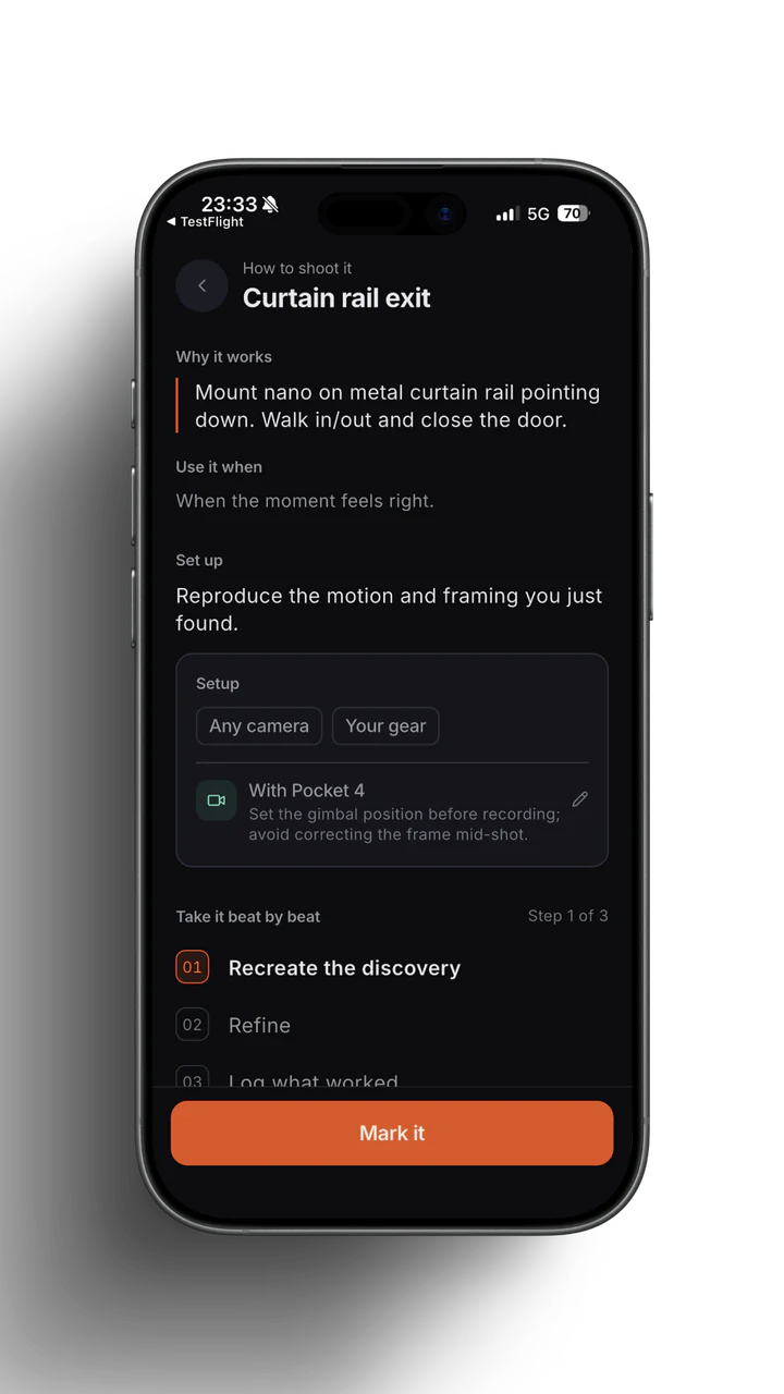 HitMarks field guidance shown on an iPhone