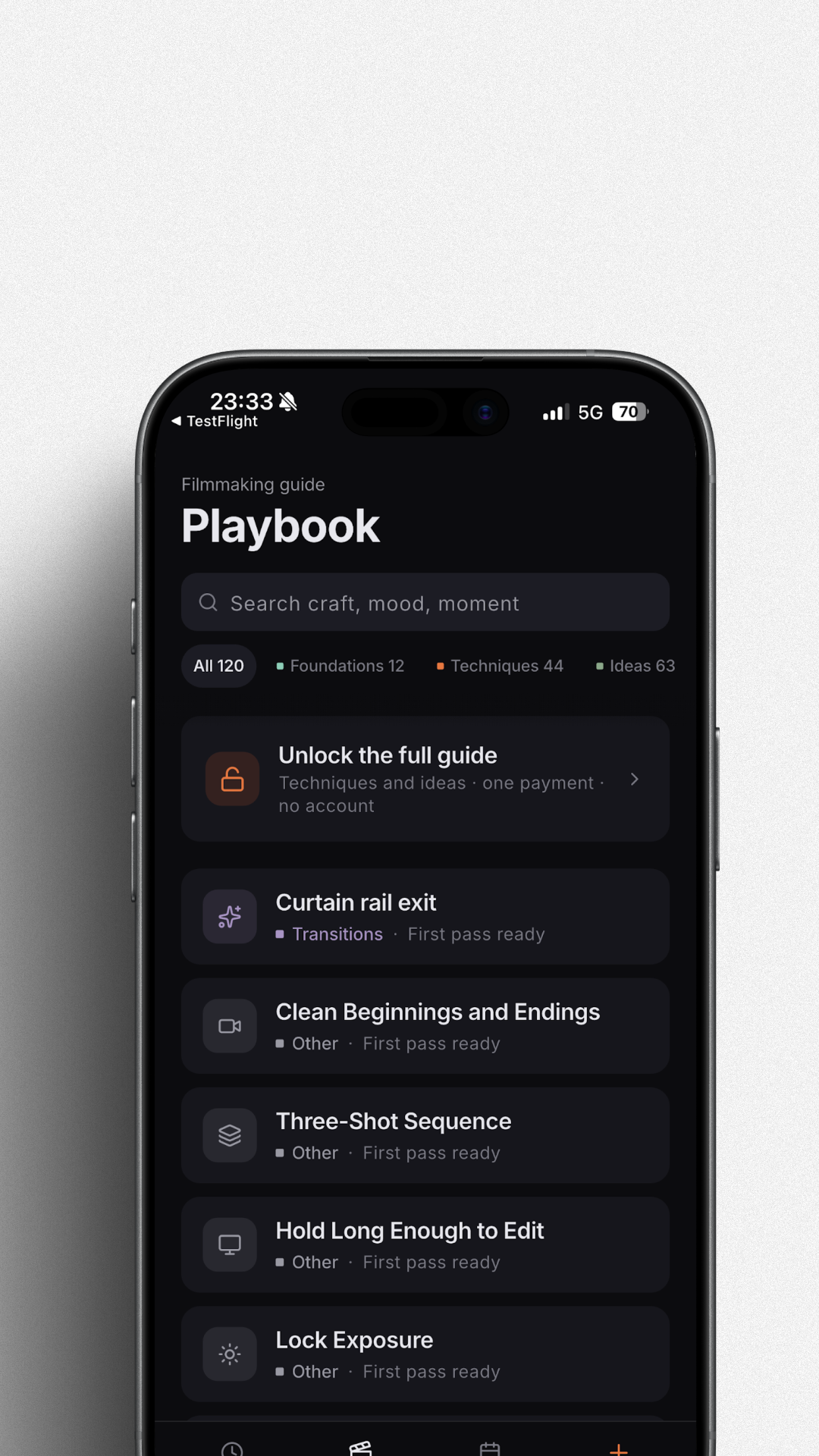 The HitMarks filmmaking Playbook on iPhone