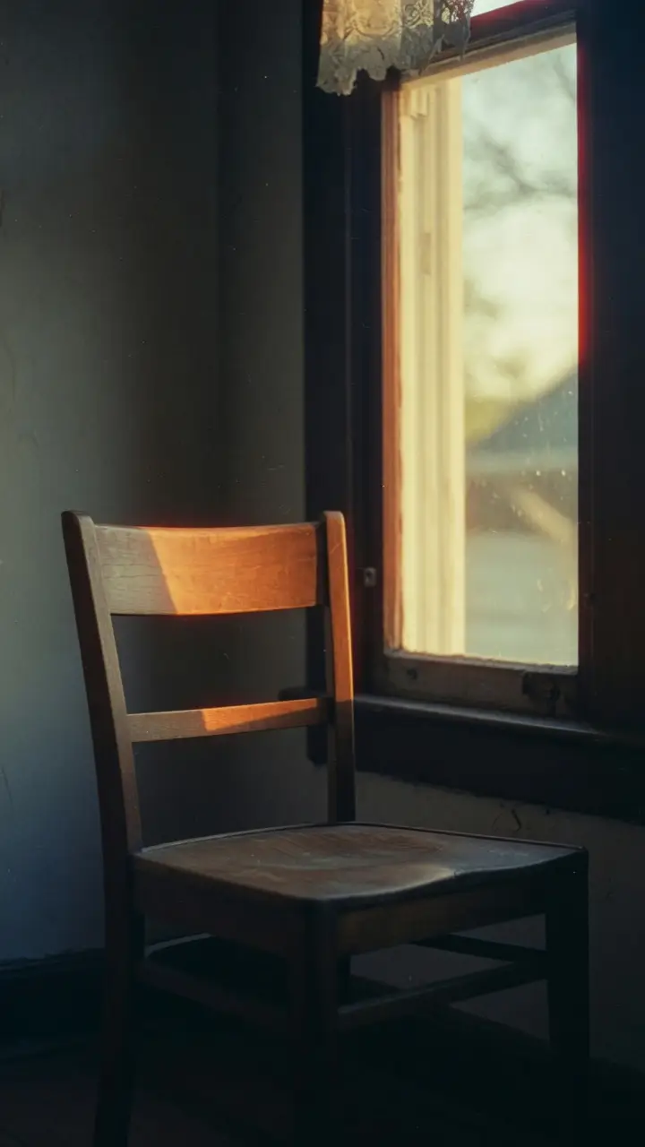An empty chair in window light